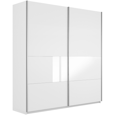 Широкий Прайм 2-х дверный (3 секции ДСП/стекло белое) (Белый снег 2200х2300х570 Широкий Прайм 2х Белый профиль)