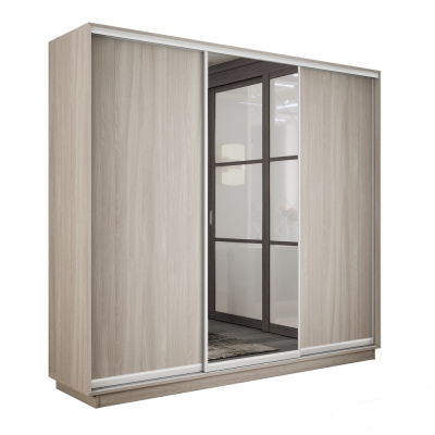 Экспресс 3-х дверный (ЛДСП, Зеркало) (Ясень Шимо светлый 1800х2200х440 Экспресс 45 3х Серебро профиль)