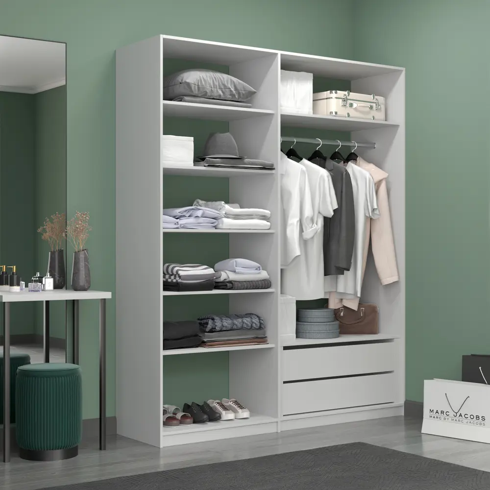 Прямая гардеробная система Локер (Белый снег 1816х2200х507 Прямая гардеробная система)