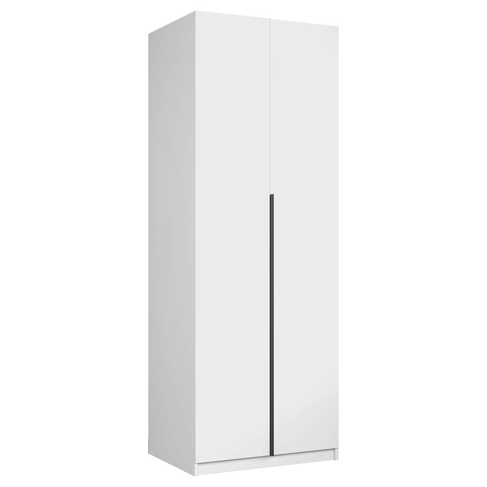 Локер 2-х дверный (Распашной) (Белый снег 808х2200х525 Локер (базовая компоновка) с ручкой Черный профиль)